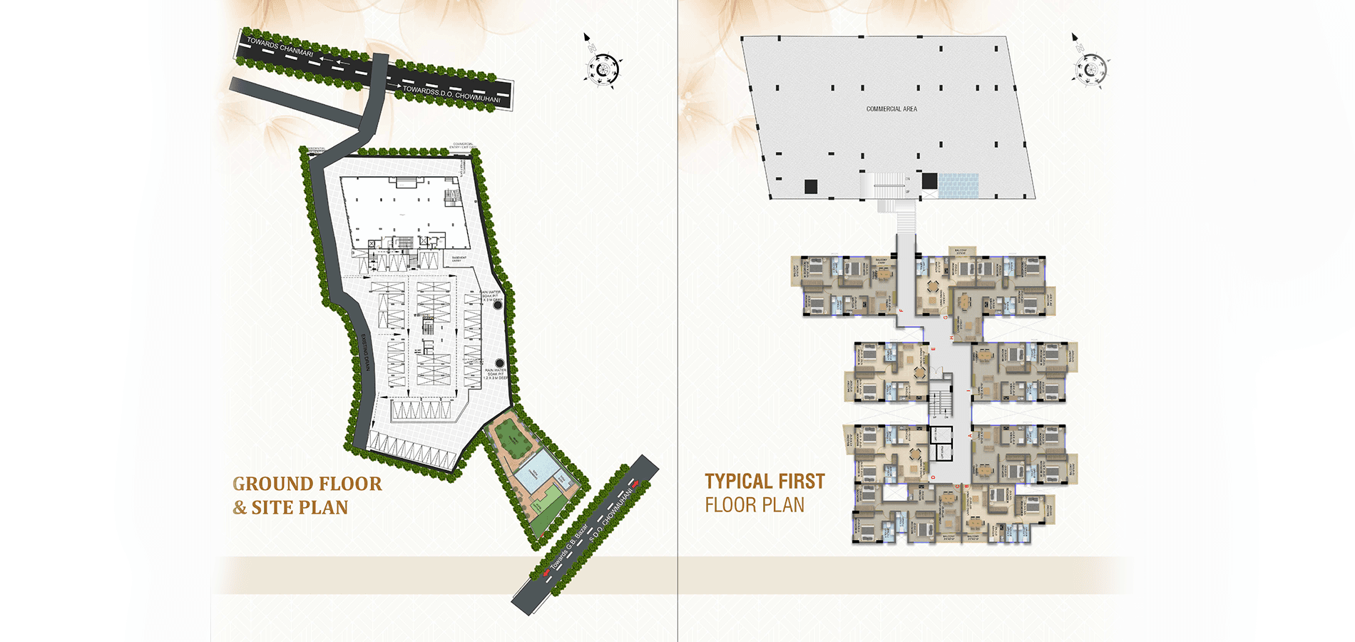 GROUND FLOOR & SITE PLAN & TYPICAL FRIST
