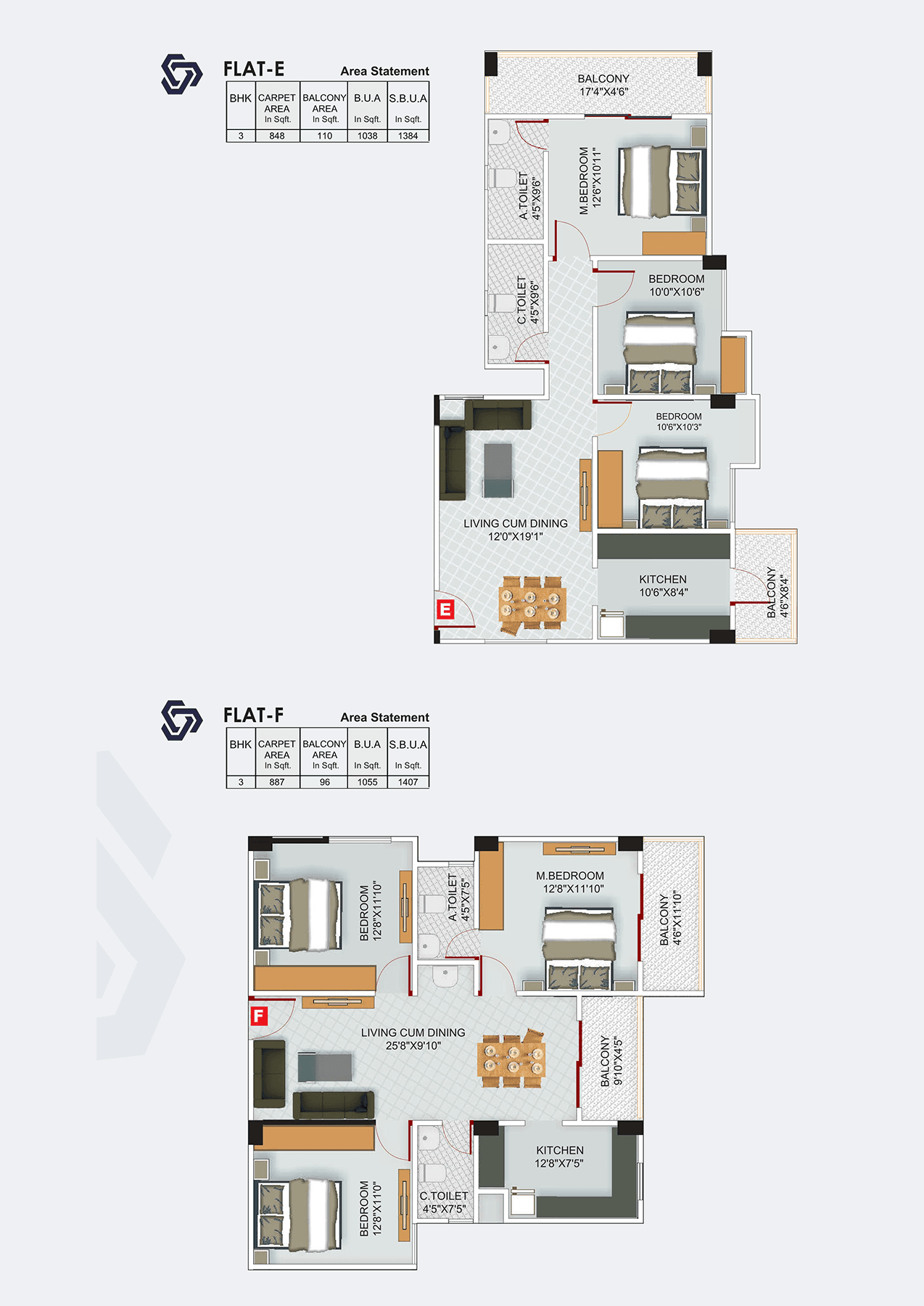 Flat E & F